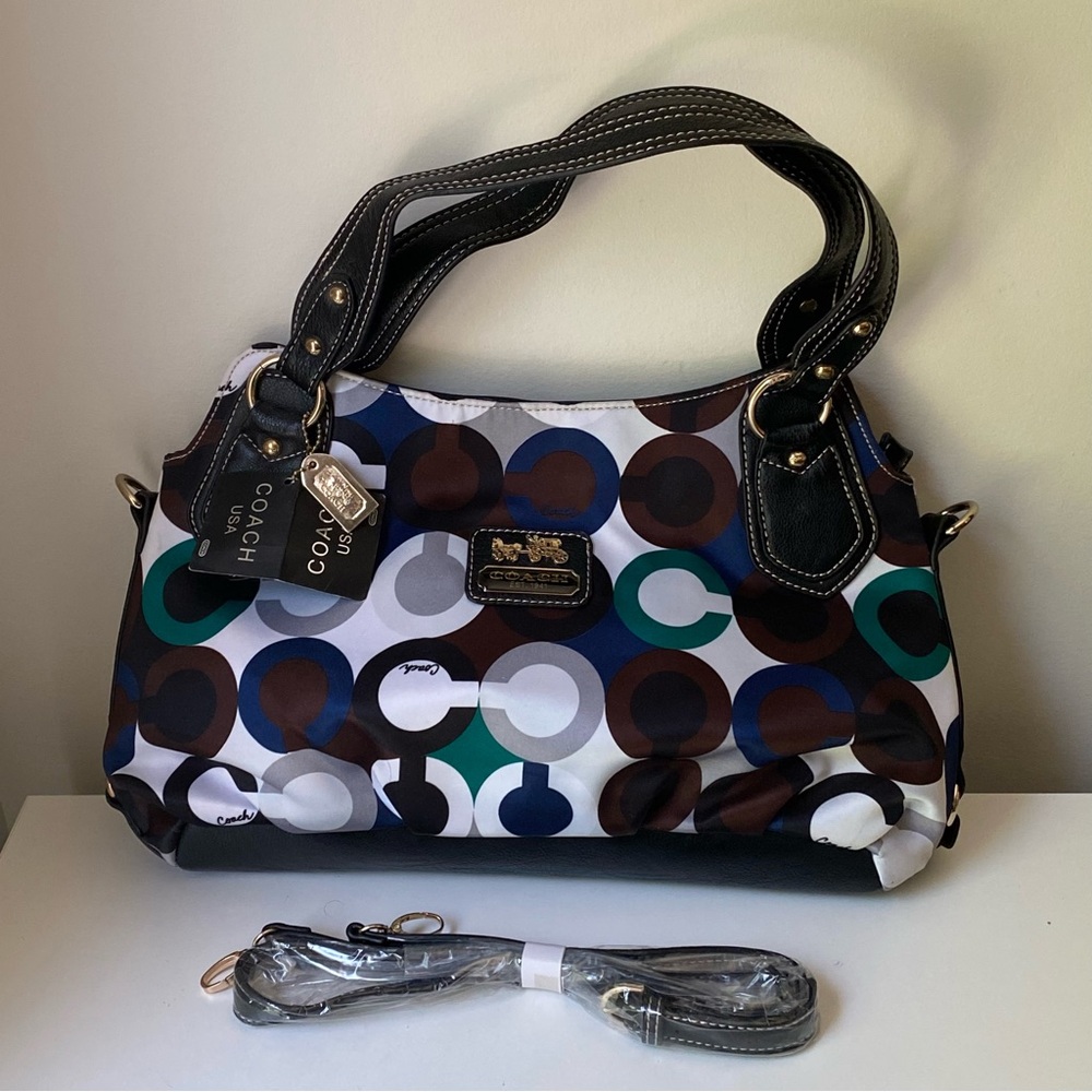 *NEW* Coach Multicolor Monogram Handbag Purse with Extra Shoulder Strap NWT